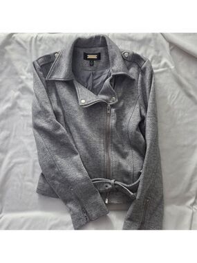 Greylin Grey Boucle Knit Moto Jacket S